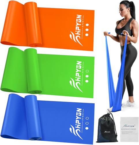 HPYGN 3 Levels Non-Latex Exercise Bands for Physical Therapy & Yoga, Professional Resistance Bands Set for Working Out, Strength Training, Pilates & Rehab, TPE Elastic Stretch Bands for Seniors, Women - color: 5-Orange/Green/Blue, size: 4.9ft