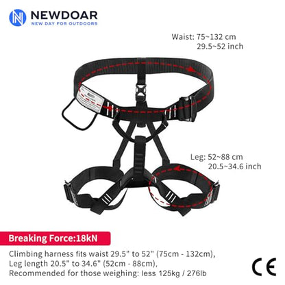 NewDoar Climbing Harness, Mountaineering Rock Climbing Harness, Half Body Harness for Rappelling Fire Rescuing Tree Climbing - color: Black 2