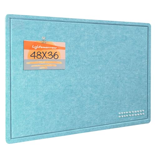 Large Bulletin Board - 48 x 36 Inches, Decorative Felt Pin Board for Wall - 4' x 3' Foldable Photo Display Board with Self-Adhesive Tape, Includes 20 Push Pins - Turquoise Blue - color: Turquoise Blue, size: 48×36 inches