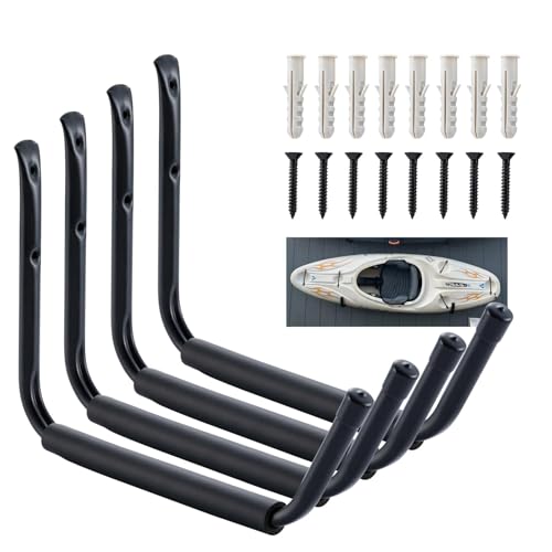 HOME MASTER HARDWARE Heavy Duty 11" Jumbo Garage Wall Hooks 4 Pack – 45 LB Kayak Storage Rack, Wall Mount for Canoe, Bicycle, Ladder & Large Gear - size: 15 in