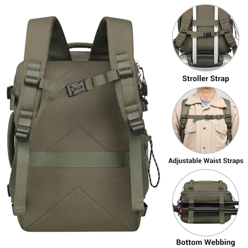 Legestori 25L Tactical Bag Backpack for Men, Heavy Duty Military Backpack Molle Army Large Rucasack, Laptop Backpack Travel (Green) - color: Green