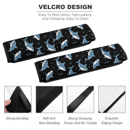 2 Pack Blue Shark Car Seat Straps Shoulder Pads Universal Fit Neck Strap Covers for Adults and Children, All Vehicles, Pressure Relief - color: Pattern 24