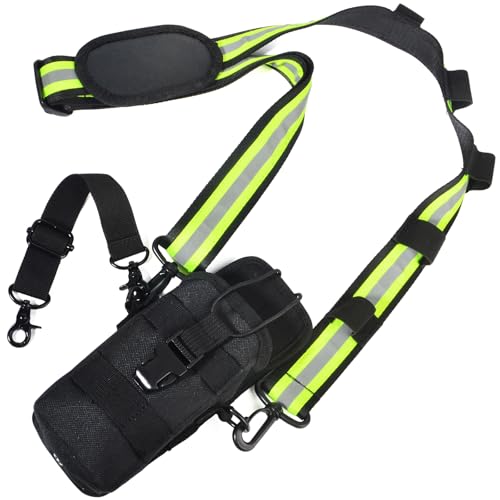 HYS Walkie Talkie Holster with Reflective Shoulder Strap w/Padded Non-Slip | Molle Radio Pouch-Anti-Sway, for Motorola APX6000 APX8000 APX Series President Cobra Uniden Handheld CB Radio - color: Green