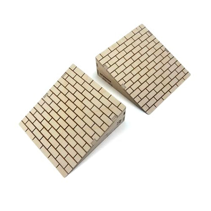 Teak Tuning x Session Wooden Fingerboard Ramp Kickers - 6 inches, 2-Pack of Obstacles, Brick Pattern Surface, Handmade in Rochester NY - style: 2 Pack - Brick Textured