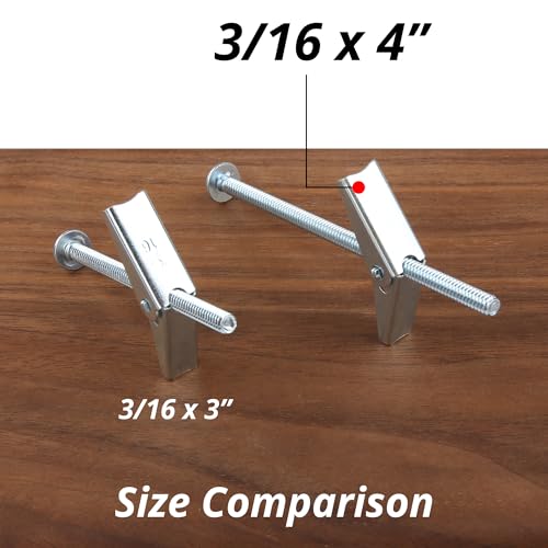 HASWARE Toggle Bolt Zinc Plated Steel and Wing Nut for Hanging Heavy Items on Drywall 3/16x4 (12 Pack) - size: 3/16x4" (12 Pack)