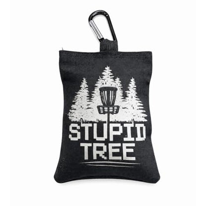 Refillable Disc Golf Chalk Bag with Carabiner, 2 Chalk Balls Included – Grip Bag for Dry Hands & Consistent Release, Frisbee Golf Accessory - style: Stupid Tree – Black