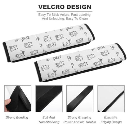 Universal Fit White Lovely Kitten Cat Seat Belt Shoulder Pad for Adult Use, Most Cars, 1 Pair Harness Pads Strap Anti-Slip Pad - color: Pattern 296