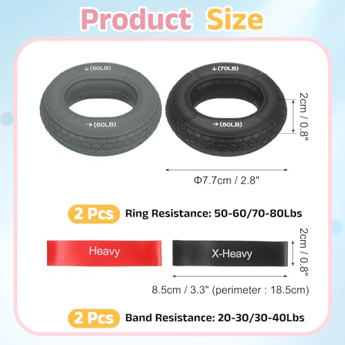 Silicone Ring Grip Strength Trainer with Finger Extension Band, Hand Grip Strengthener Forearm Trainer - color: Grey/Black, size: 50-80LB