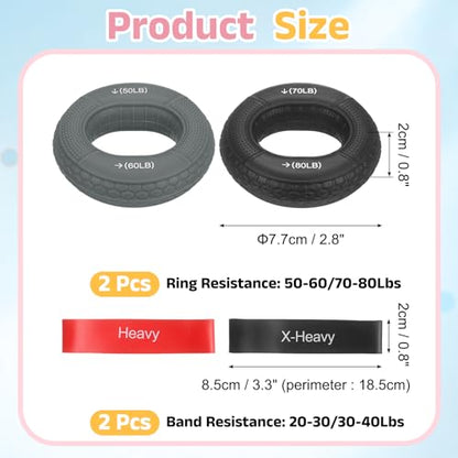 Silicone Ring Grip Strength Trainer with Finger Extension Band, Hand Grip Strengthener Forearm Trainer - color: Grey/Black, size: 50-80LB
