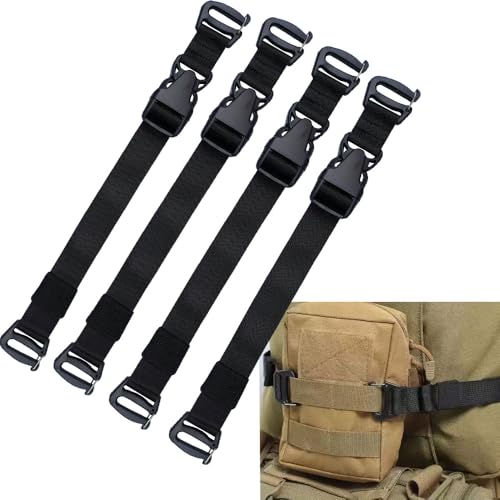 4 Pack Tactical Molle Backpack Straps Attachment Straps can be Used to tie Down tripods, Luggage, Sleeping Pads, Sleeping Bags,and to Secure Tactical Backpacks and Other Gear,Black