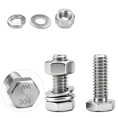 （35 Sets 1/4-20x1/2 Hex Bolt,Nut, Flat Washer & Split Lock Washer Assortment Kit,140Pcs 304 Stainless Steel SAE Fastener Set,Ideal for Mechanical Assembly, Equipment Repair and DIY Projects - size: 1/4-20x3/4" 30sets