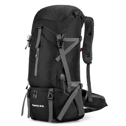 OKYUK 70L Hiking Backpack, Camping Hiking Back Pack, Water Resistant Lightweight Mountain Climbing Bag, Outdoor Camping Sport Daypack with Rain Cover, for Travel, Touring, Cycling (Black, 70L) - color: Black