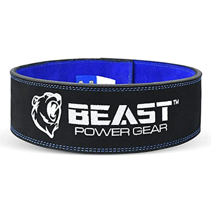 Beast Power Gear Weight Lifting Belt Lever Buckle 10MM 13MM Thick & 4 Inches Free Strap Weightlifting, Powerlifting, Deadlifts, Squats Men Women - color: Black/Blue, size: Small