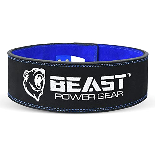 Beast Power Gear Weight Lifting Belt Lever Buckle 10MM 13MM Thick & 4 Inches Free Strap Weightlifting, Powerlifting, Deadlifts, Squats Men Women - color: Black/Blue, size: X-Large
