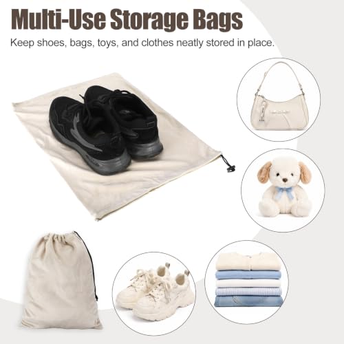 6 Pcs Shoe Bags for Travel Packing, Large Dustproof Shoe Covers With Drawstring for Handbags Sneaker, Washable Soft Flannel Storage Pouch for Traveling Suitcase Gym Closet Organizer