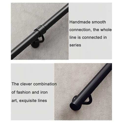 Metal Stair Railing with 2 Brackets Round Tube Wall-Mounted il for Indoor/Outdoor Use Staircase Railing Kit for Balconies Patios & Homes (50cm/1.6ft) - size: 50cm/1.6ft