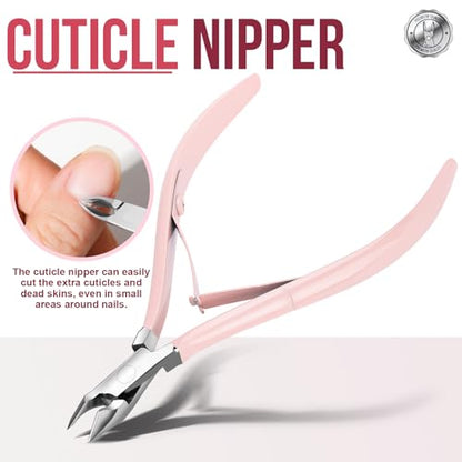 FANDAMEI Cuticle Kit, 4 PCS Nail Care Kit, Cuticle Trimmer, Cuticle Nippers, Ingrown Toenail Removal Kit, Cuticle Clippers, Cuticle Pusher, Nail Cuticle Trimmer, Manicure and Pedicure Kit, Nail Tools - color: Pink