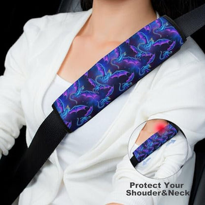 2PCS Soft Padded Car Seat Straps Shoulder Pads for Adult Use, Most Cars, Purple Dragon Arts Shoulder Protector, Shock Absorption - color: Pattern 558