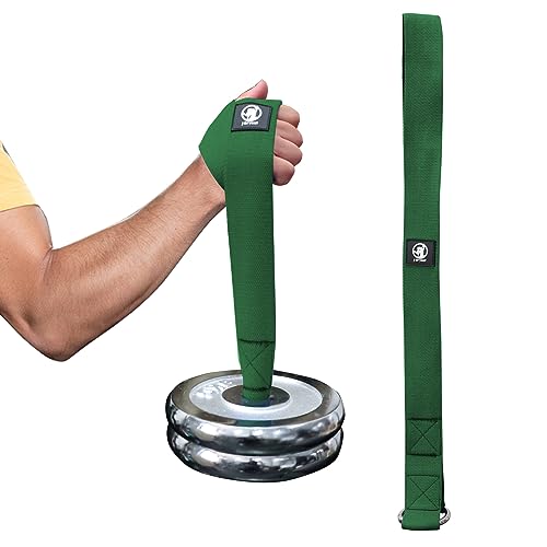 J Bryant Arm Wrestling Training Strap Belt Hand Grip- Ideal for Wrist Forearm and Biceps Workouts Multifunctional Home Gym Fitness Equipment Compatible with 1 inch and 2 inches Barbell Plates - color: Green