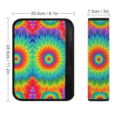 2 Pack Rainbow Red Blue Yellow Spiral Tie Dye Seat Belt Shoulder Pad Universal Fit Harness Pads Strap for Kids, Car Seats Pushchair Strollers High Chair Pushchair, Shock Absorption - color: Pattern 411