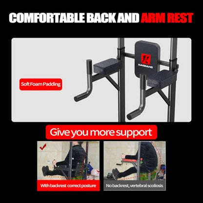 K KiNGKANG Power Tower Adjustable Height Pull Up & Dip Station Multi-Function Home Strength Training Fitness Workout Station for Home Gym (N)