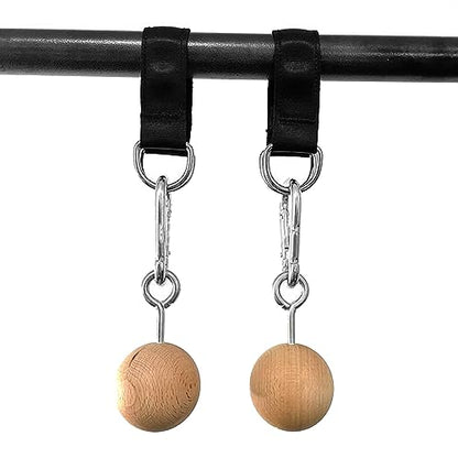 Zerodis Wooden Pull Up Balls Rock Climbing Holds Training Set for Arm Strength with Neutral Grip Handle for Home Workout and Travel Combination Fitness Equipment