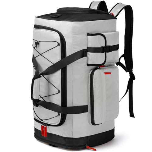 Lyweem Large Duffle Bag Backpack for Travel, 70L Heavy Duty Gym Duffel Bag with Shoes Compartment for Men & Women, Weekender Overnight Sports Backpack for Traveling - color: Grey