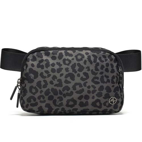 Pander Nylon Fanny Pack for Women, Two-Way Zipper Crossbody Bag | 1L nylon belt bag with a two-way zipper, three interior mesh pockets, and an adjustable strap for waist or crossbody wear - color: Grey Leopard