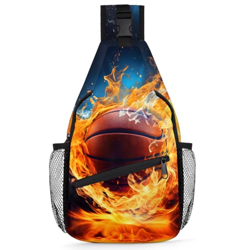 Football Flames Sports Sling Backpack for Women Men Waterproof Antitheft Chest Bag Lightweight Travel Crossbody Shoulder Bag for Shopping Outdoor Leisure Sports Mountaineering Riding - color: Backpack30
