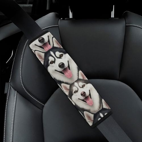 2 Pack Husky Dog Art Seat Belt Shoulder Pad Universal Soft and Comfortable Shoulder Protector for Kids, Most Cars, Pressure Relief - color: Pattern 752