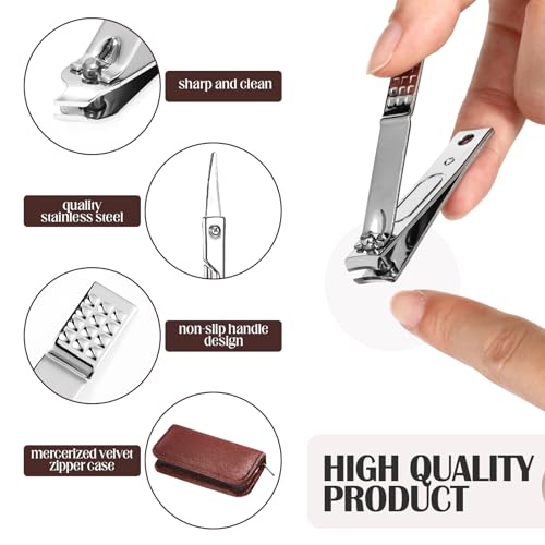 Coume 24 Sets Mini Manicure Set Bulk for Women Men Gifts for Coworkers Nail Grooming Kit 8 in 1 Nail Clippers Kit Luxurious Travel Case Stainless Steel Nails Clipper Set(Brown Series) - color: Brown Series