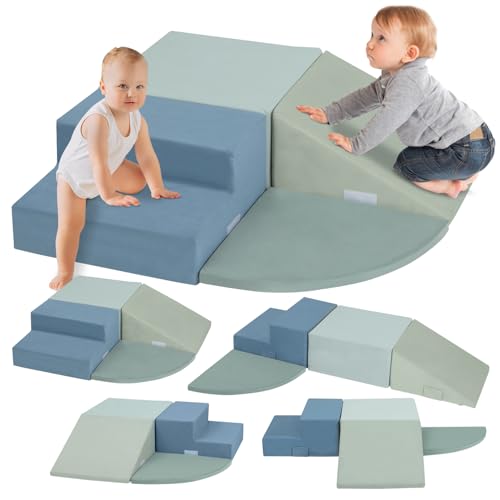 CAPAKIDS Large 4 Pcs Climbing Toys for Toddlers 1-3, Classic | Indoor Use, Odorless & Skin-friendly, Foam Climbing Blocks, Velcro to Keep Together - color: Classic