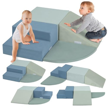CAPAKIDS Large 4 Pcs Climbing Toys for Toddlers 1-3, Classic | Indoor Use, Odorless & Skin-friendly, Foam Climbing Blocks, Velcro to Keep Together - color: Classic
