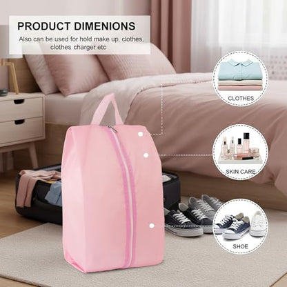 6pcs Portable Shoe Organizer, Travel Pouches with Zipper, Golf Shoe Bags, Clothes Bags, Soccer Cleats Bag Shoe Pouch for Gym, Waterproof, Odor-Resistant (Pink) | Golf Shoe Bags, Clothes Bags, Soccer Cleats Bag Shoe Pouch for Gym, Waterproof, Odor-Resistan