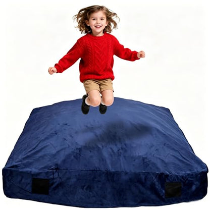 WOUDY Crash Mats for Kids Sensory, Sensory Pads for Autistic Children,Soft Foam Landing Zone, Soft, High-Density Foam Landing Zone Provides Safe Sensory, with Washable Cover - size: 34FT blue