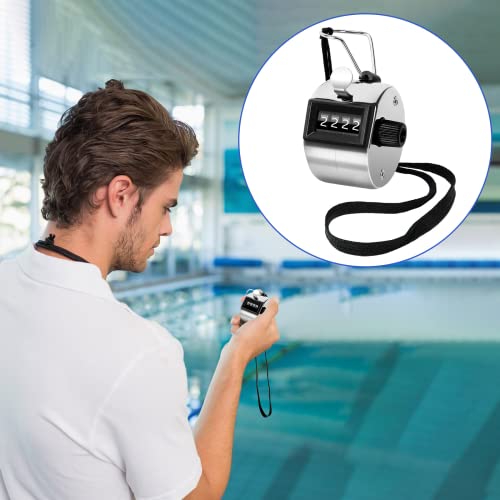 PETKNOWS 5Pcs Handheld Tally Clicker Counter 4 Digital Number for Sports | School Event Golf Sports Office Stadium, 4 Digital Number Clicker, 5 Pcs Handheld Counter Bulk - color: Silver