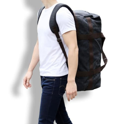 Large Canvas Travel Duffle Bag Heavy Duty, 3-in-1 Convertible Travel Bag with Backpack Straps for Gym, Sports, Travel, Camping(Dark Grey) - color: Dark Grey