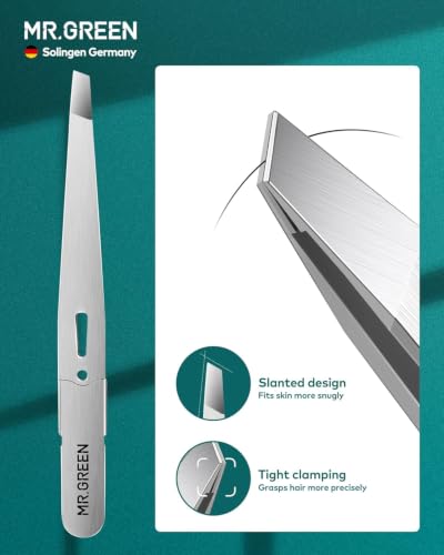 MR.GREEN 4Pcs Nail Clipper Set, German Stainless Steel Nail Clippers with Nail File and Tweezers, Professional Nail Cutter Portable Nail Care Kit with Leather Case for Men & Women