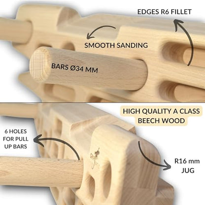 FingerPeg 1.0 Hangboard – Fingerboard Training Board for Climbing with Pull-Up Bars – Sleek Wooden Climbing Board with Ergonomic Design – Supports up to 265 lbs - style: Fingerpeg 1.0