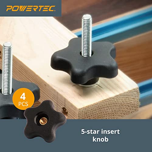 POWERTEC 71173 T Track Knob Kit, 1/4-20 Threaded Bolts and Washers, 46 Piece Set, T Track Bolts, T Track Accessories for Woodworking Jigs and Fixtures - size: 1/4"-20, style: 46 pcs