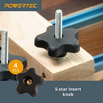 POWERTEC 71174 T Track Knob Kit, 5/16-18 Threaded Bolts and Washers, 46 Piece Set, T Slot Bolts, T Track Accessories for Woodworking Jigs and Fixtures - size: 5/16"-18, style: 46 pcs
