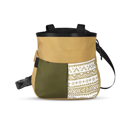 Mountaineering Chalk Bag, Large Capacity Sports Chalk Bag Holds 700g Powder, Wide Mouth Access, Trapezoidal Bottom, Dual Hanging Points for Rock Climbing Bouldering Training - size: Small Khaki