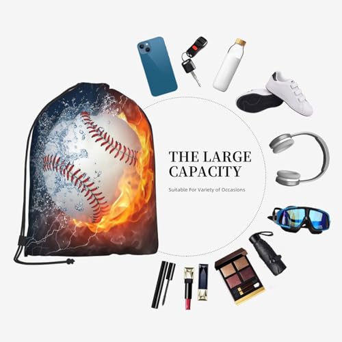 Baseball Drawstring Backpack String Bag Gym Sackpack Lightweight Waterproof Sport Bag for Women Men - color: Baseball