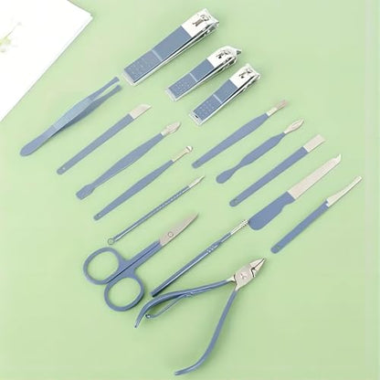 16PCS Professional Manicure & Pedicure Set Stainless Steel Nail Care Kit Travel Manicure Kit, Pink - color: Pink