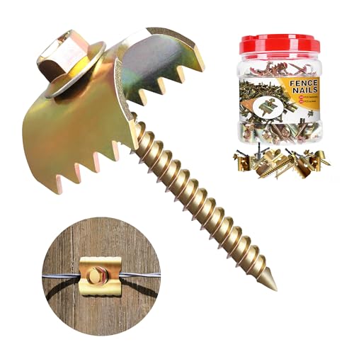 200 Pcs 2'' Fence Staples, Reusable Fasteners with Wire Fixer, Nails for Wire Mesh and Woven Fencing, Quickly Install Screws with Cordless Drill - size: 200PCS