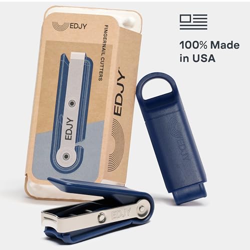 EDJY Fingernail Cutter - Precision Stainless Steel Nail Cutter for Fingernails | Sharp Blade, Ergonomic Design, Durable & Rust-Resistant | Ideal for Men and Women | Navy - color: Navy