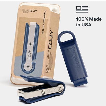 EDJY Fingernail Cutter - Precision Stainless Steel Nail Cutter for Fingernails | Sharp Blade, Ergonomic Design, Durable & Rust-Resistant | Ideal for Men and Women | Navy - color: Navy