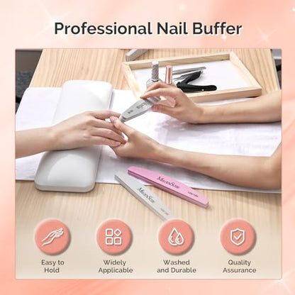 MelodySusie 9Pcs Nail Buffers Set,Nail Files and Buffers,100/180 Grit, Diamond Nail Buffer, Professional Nail Care Tools Kit for Home Use,Salon - size: 9PCS