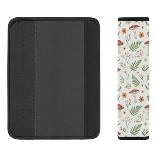 2 Piece Botanical Mushroom Fern Wild Flower Car Seat Belt Pad Breathable Seat Belt Cushion for Child, Stroller Pushchair High Chair, Easy Install (No Tool) - color: Pattern 921