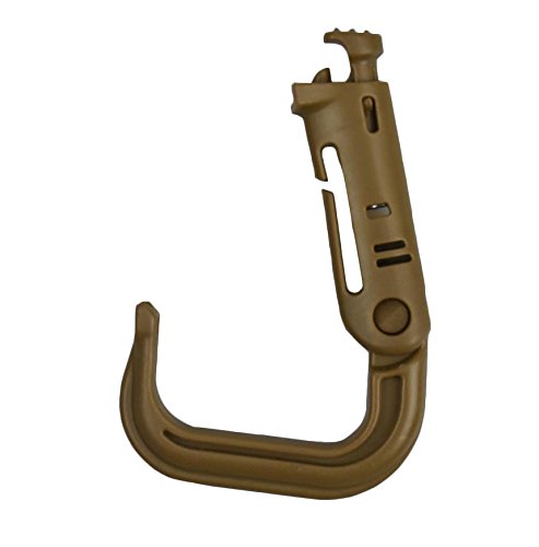 Jadedragon Multipurpose Tactical 360 Rotation D-Ring Clips/Locking Carabiner/Hydration Tube Clips/Elastic String Strap Management Tool for MOLLE Webbing Attachment Backpacks - color: LC-Brown
